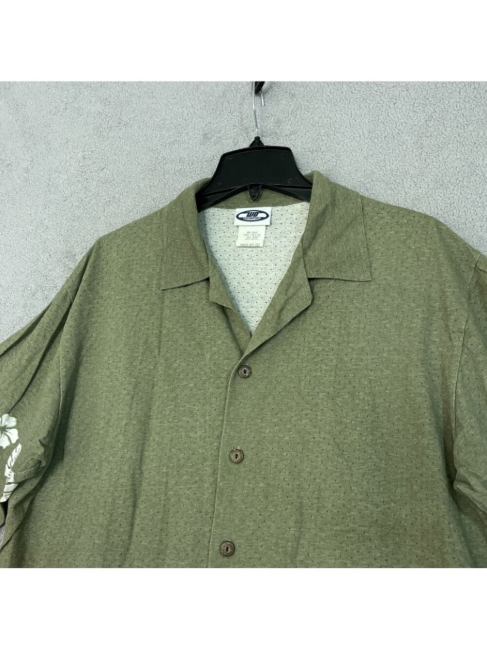 Vintage Men's L Green Hawaiian Button up Shirt Floral Print F1324 - Picture 7 of 9
